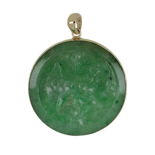 Estate Carved Jadeite Disc Pendant