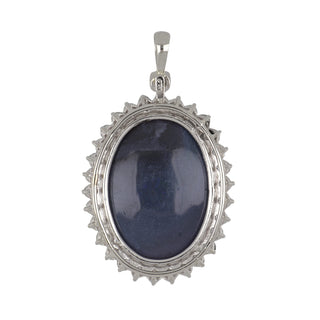 Mid-Century Black Opal and Diamond Pendant