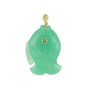 Mazza Green Chalcedony Fish Pendant with Tsavorite