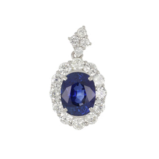 Estate Platinum Sri Lankan Sapphire Pendant with Diamonds