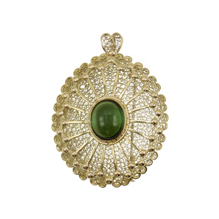 Victorian 18K Gold Green Tourmaline Openwork Pin/Pendant