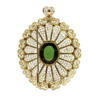 Victorian 18K Gold Green Tourmaline Openwork Pin/Pendant