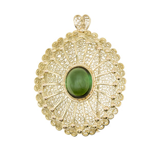Victorian 18K Gold Green Tourmaline Openwork Pin/Pendant