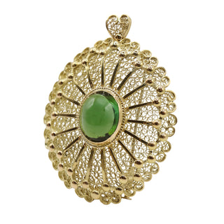Victorian 18K Gold Green Tourmaline Openwork Pin/Pendant