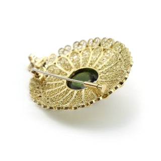Victorian 18K Gold Green Tourmaline Openwork Pin/Pendant