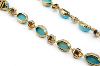 Vintage David Webb Manhattan Minimalism Turquoise Necklace with Diamonds