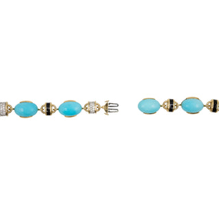 Vintage David Webb Manhattan Minimalism Turquoise Necklace with Diamonds