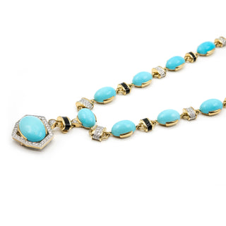 Vintage David Webb Manhattan Minimalism Turquoise Necklace with Diamonds