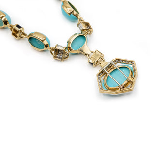 Vintage David Webb Manhattan Minimalism Turquoise Necklace with Diamonds