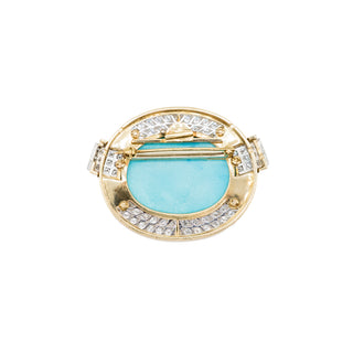 Vintage David Webb 18K Gold Turquoise & Diamond Collar Necklace