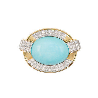 Vintage David Webb 18K Gold Turquoise & Diamond Collar Necklace
