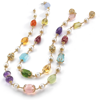 Seaman Schepps 18K Multi Baroque Necklace in Multi Stone–Outside Strand