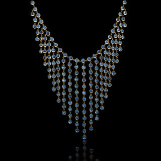 Edwardian 18K Gold Moonstone Fringe Necklace