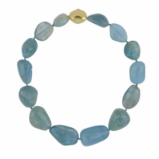 Vintage 1970s Tambetti 18K Gold Aqua Pebble Bead Necklace