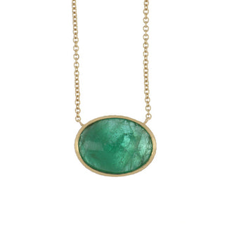 Tenenbaum 18K Gold Cabochon Emerald Pendant Necklace