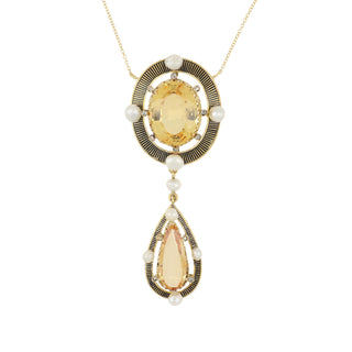 Mid Victorian Yellow Topaz & Pearl Necklace