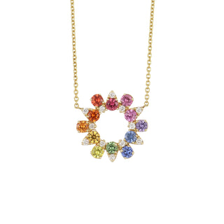 Lisa Nik Rainbow 18K Multicolor Sapphire & Diamond Pendant Necklace
