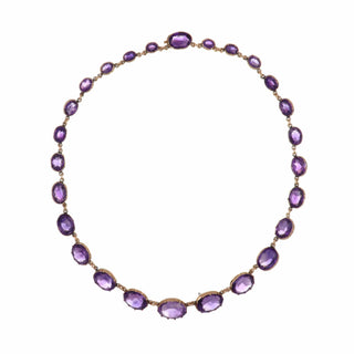 Victorian 14K Rose Gold Amethyst Link Necklace