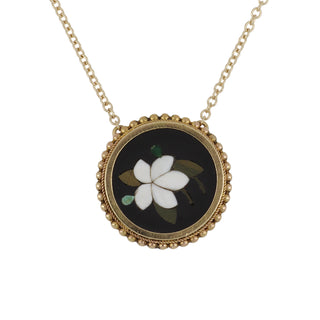 Victorian Pietra Dura Pendant Necklace