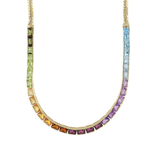 Estate H. Stern 18K Multi Gemstone Ombre Rainbow Collar Necklace