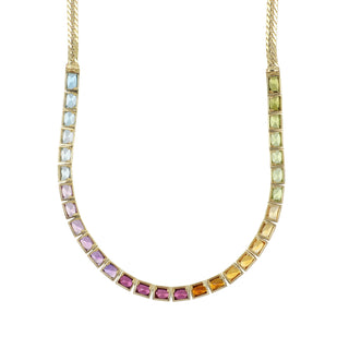 Estate H. Stern 18K Multi Gemstone Ombre Rainbow Collar Necklace