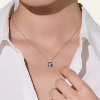 Pomellato 18K Rose Gold London Blue Topaz Nudo Mini Necklace