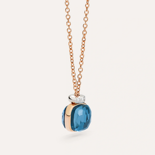 Pomellato 18K Rose Gold London Blue Topaz Nudo Mini Necklace