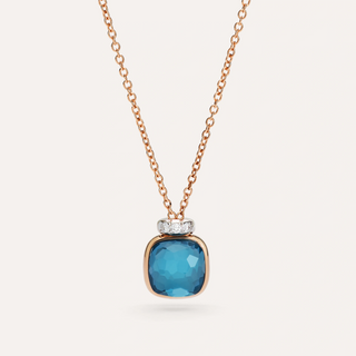 Pomellato 18K Rose Gold London Blue Topaz Nudo Mini Necklace