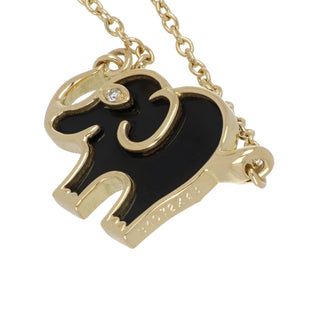 Vintage Van Cleef & Arpels Onyx & Diamond Elephant Pendant Necklace