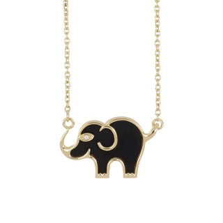 Vintage Van Cleef & Arpels Onyx & Diamond Elephant Pendant Necklace