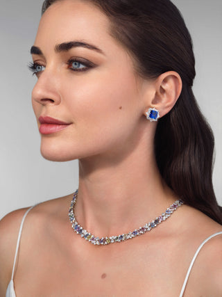 Oscar Heyman Platinum No Heat Multi-Colored Sapphire and Diamond Necklace