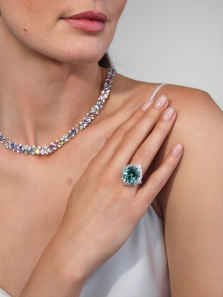 Oscar Heyman Platinum No Heat Multi-Colored Sapphire and Diamond Necklace