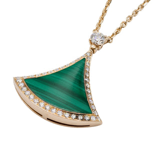 Estate Bulgari 18K Rose Gold Divas Dream Necklace with Malachite