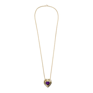 Vintage Paloma Picasso for Tiffany & Co. 18K Gold Heart Shape Amethyst Pendant Necklace