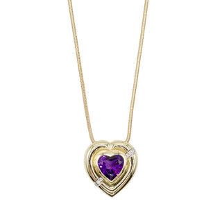 Vintage Paloma Picasso for Tiffany & Co. 18K Gold Heart Shape Amethyst Pendant Necklace