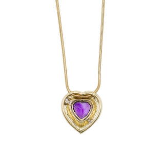Vintage Paloma Picasso for Tiffany & Co. 18K Gold Heart Shape Amethyst Pendant Necklace