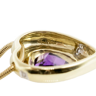 Vintage Paloma Picasso for Tiffany & Co. 18K Gold Heart Shape Amethyst Pendant Necklace