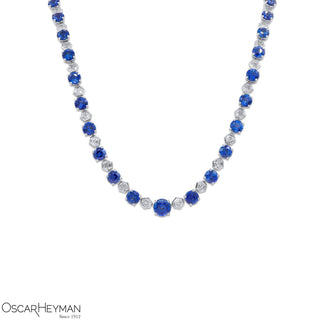 Oscar Heyman Platinum Sri Lankan Sapphire & Hexagonal Diamond Necklace