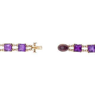 Mid-Century 14K Gold Graduated Square-Cut Amethyst Necklace