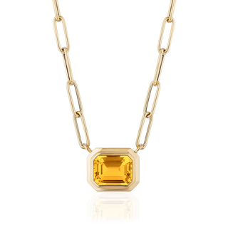 Goshwara 18K Manhattan Bezel-Set Citrine Pendant Necklace