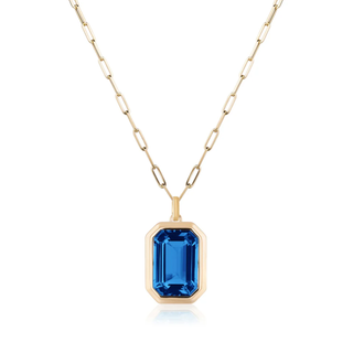 Goshwara 18K Manhattan Emeral-Cut London Blue Topaz Necklace