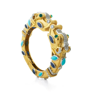 Estate David Webb 'Ancient  World Couture" Multi Gem Bangle Bracelet