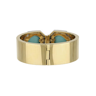 Estate David Webb 18K Gold Turquoise & Diamond Cuff Bracelet