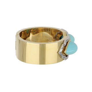 Estate David Webb 18K Gold Turquoise & Diamond Cuff Bracelet