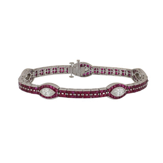 Estate Sophia D. Platinum Ruby Line Bracelet with Diamonds