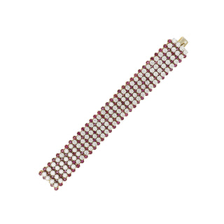 Vintage 1990s Hammerman Brothers Two-Tone Ruby and Diamond Bracelet