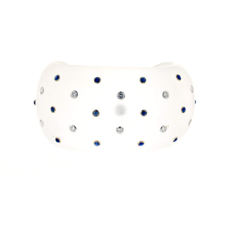 Estate Trianon 18K Frosted Rock Crystal Cuff with Diamonds & Sapphires