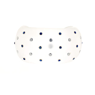 Estate Trianon 18K Frosted Rock Crystal Cuff with Diamonds & Sapphires
