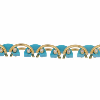 Aletto Brothers 18K Gold Turquoise Bridge Bracelet with Diamonds