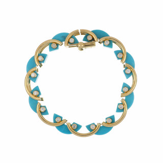 Aletto Brothers 18K Gold Turquoise Bridge Bracelet with Diamonds